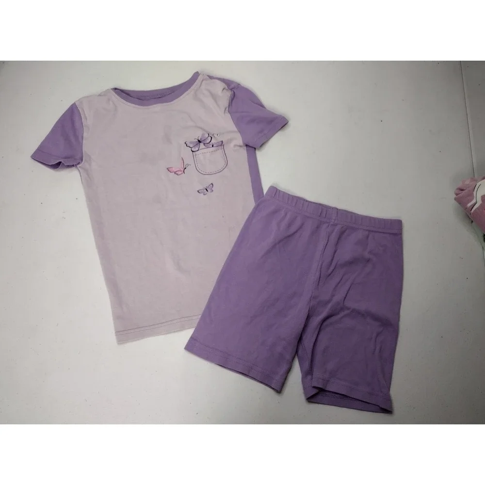 Girls Carters PJ Kids Pajama Set Lot 4 Pairs Size 8 Unicorn Daisy Turtle Purple